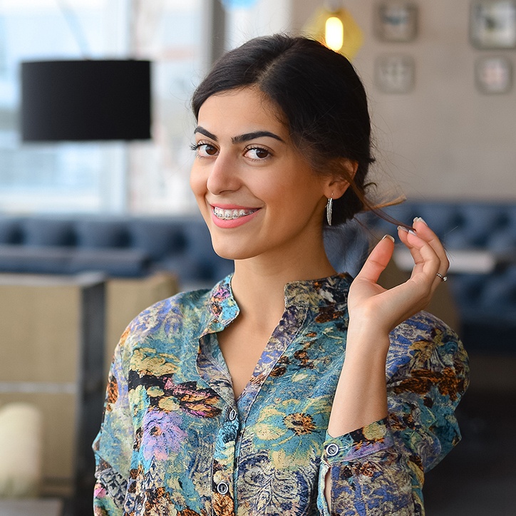 Young woman with adult orthodontics