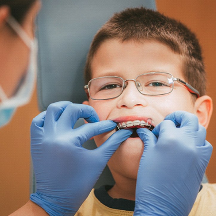 Boy meeting orthodontist in Long Beach