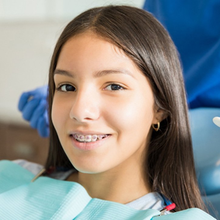 A patient at the dentist to receive traditional braces in Long Beach, NY