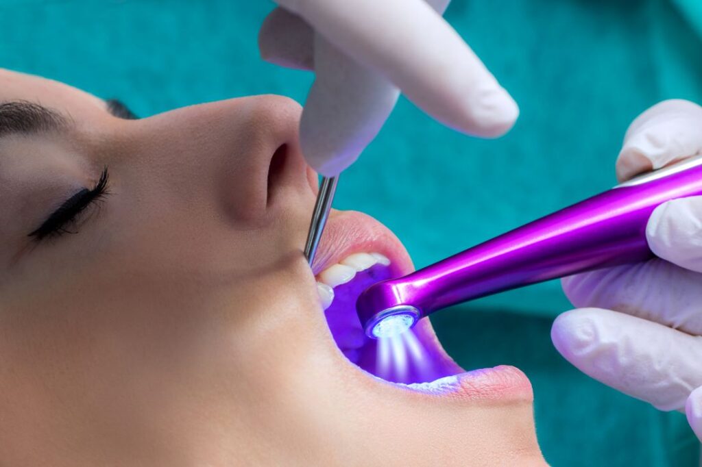 A patient getting a dental sealant