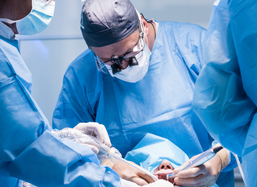 Patient undergoing dental surgery